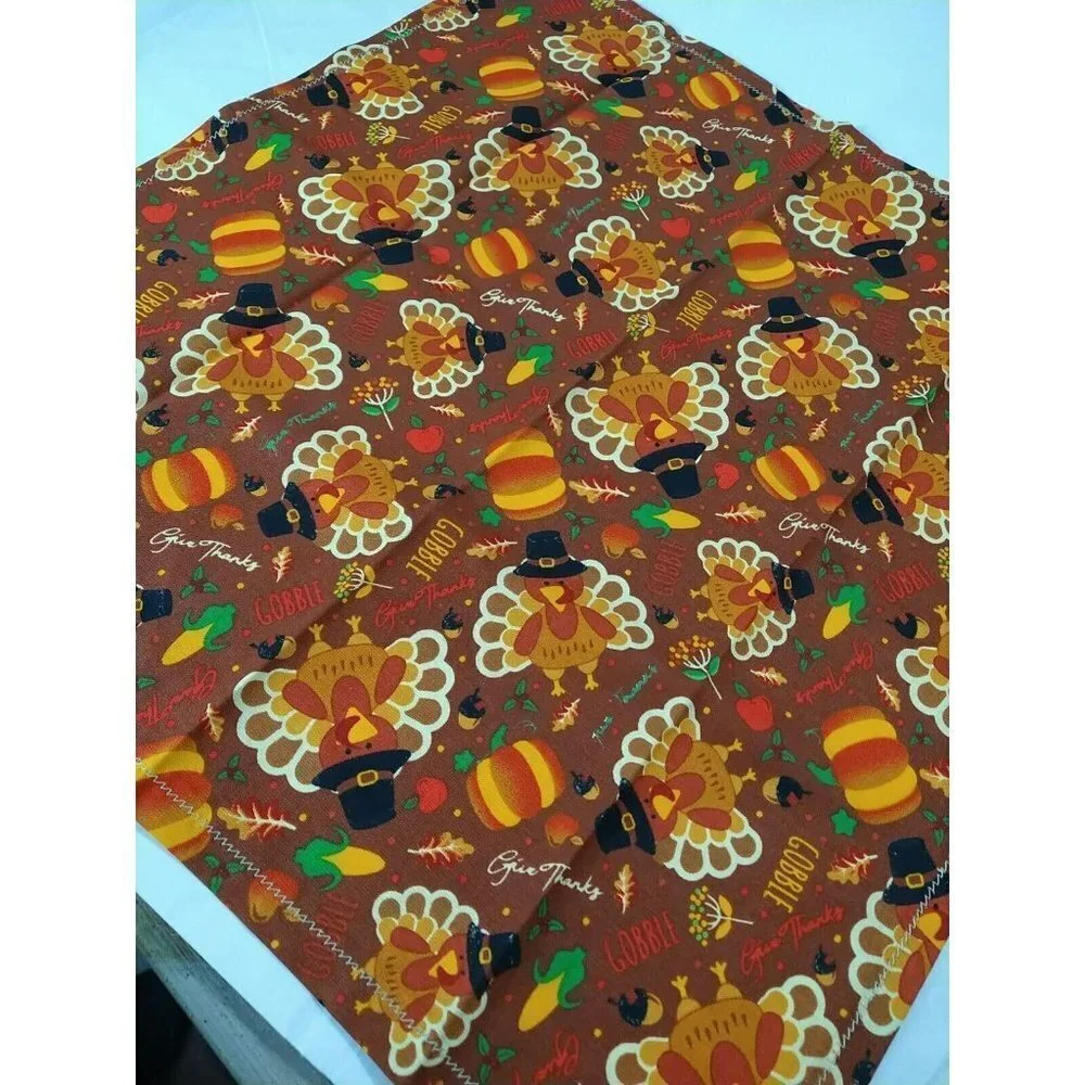 Cotton Reusable Turkey Gooble Google Napkins 16